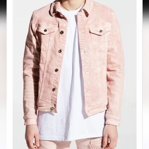 EMBELLISH NYC Parker Pink Denim Jacket Button
